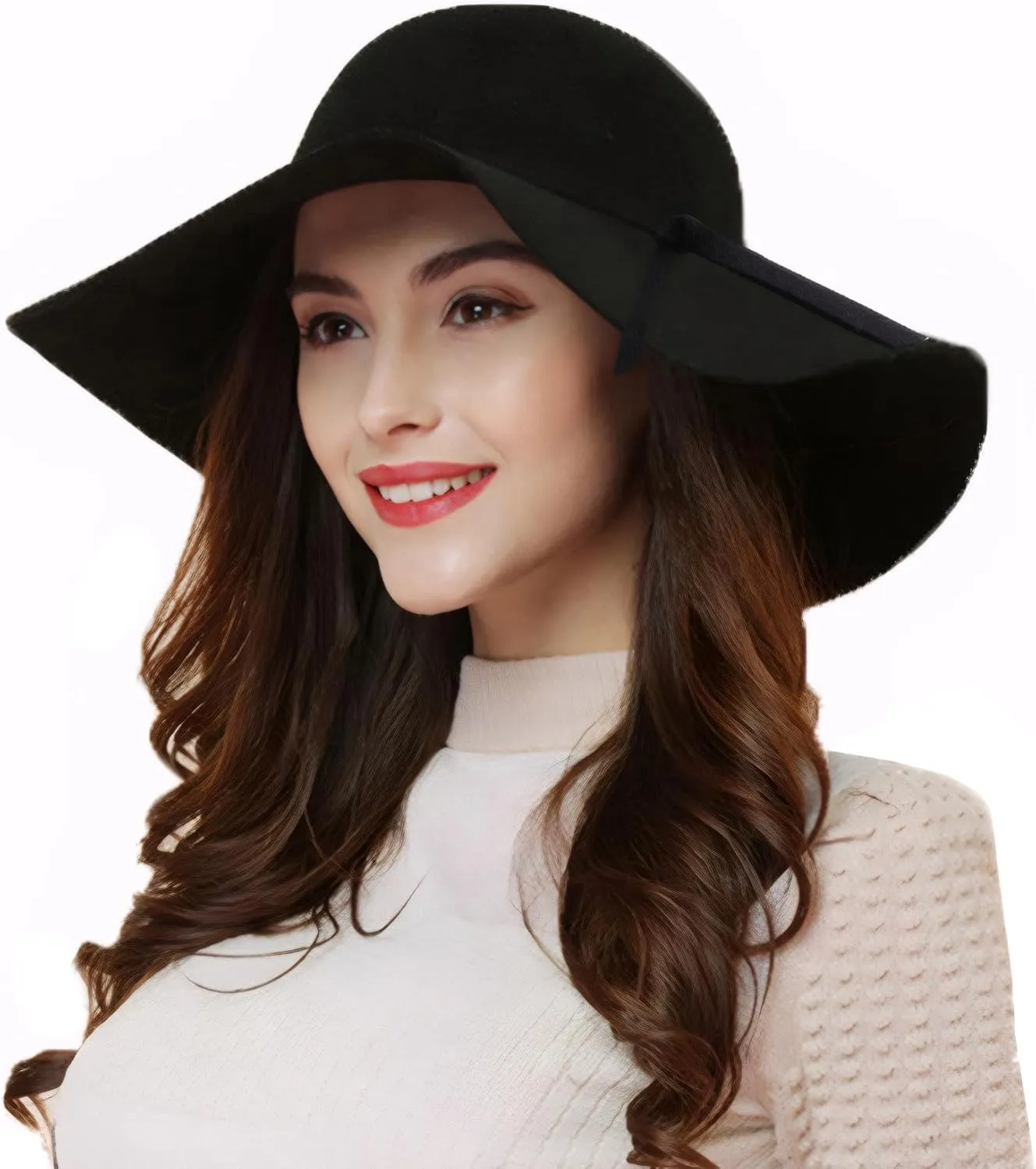 Women's 100% Wool Foldable Wide Brim Retro Fedora Floppy Felt Bowler Hat